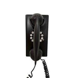 Crosley CR55 Wall Phone Retro Vintage Style Push Button Rotary Dial Matte Black
